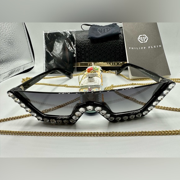 🏆PHILIPP PLEIN Sunglasses Plein Crystal Lux SPP031S Col.0700‼️ - Picture 7 of 16